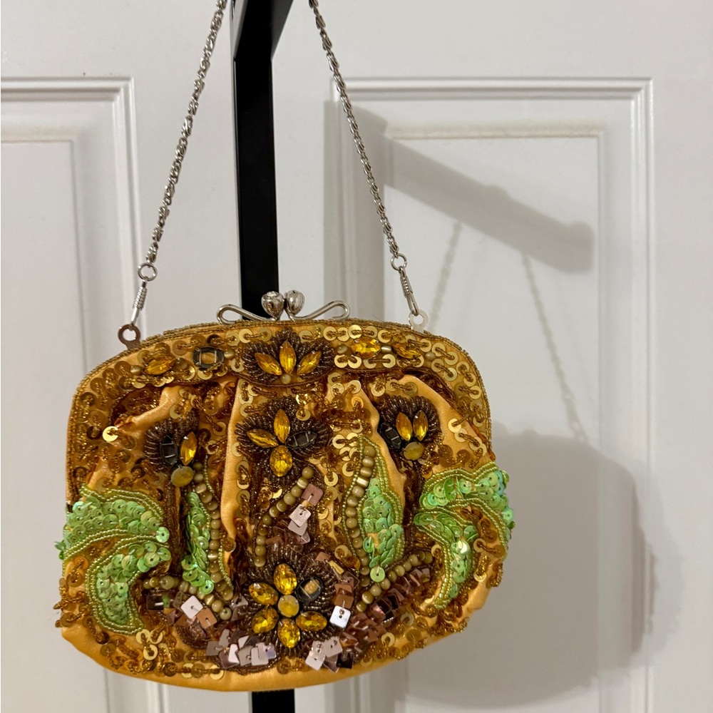 Embellished Gold, Amber and Green Women's Evening Bag‎